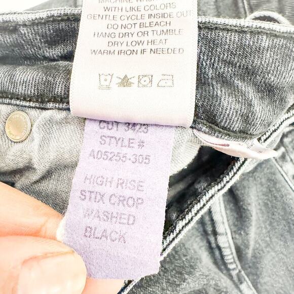 AMO High Rise Stix Crop Washed Black Denim Jeans Charcoal Size 30 - Picture 8 of 9